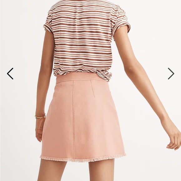 Madewell A- Line Zip Pink Mini Skirt with Raw Edged Hem in Cotton Size: 8 - Picture 2 of 9
